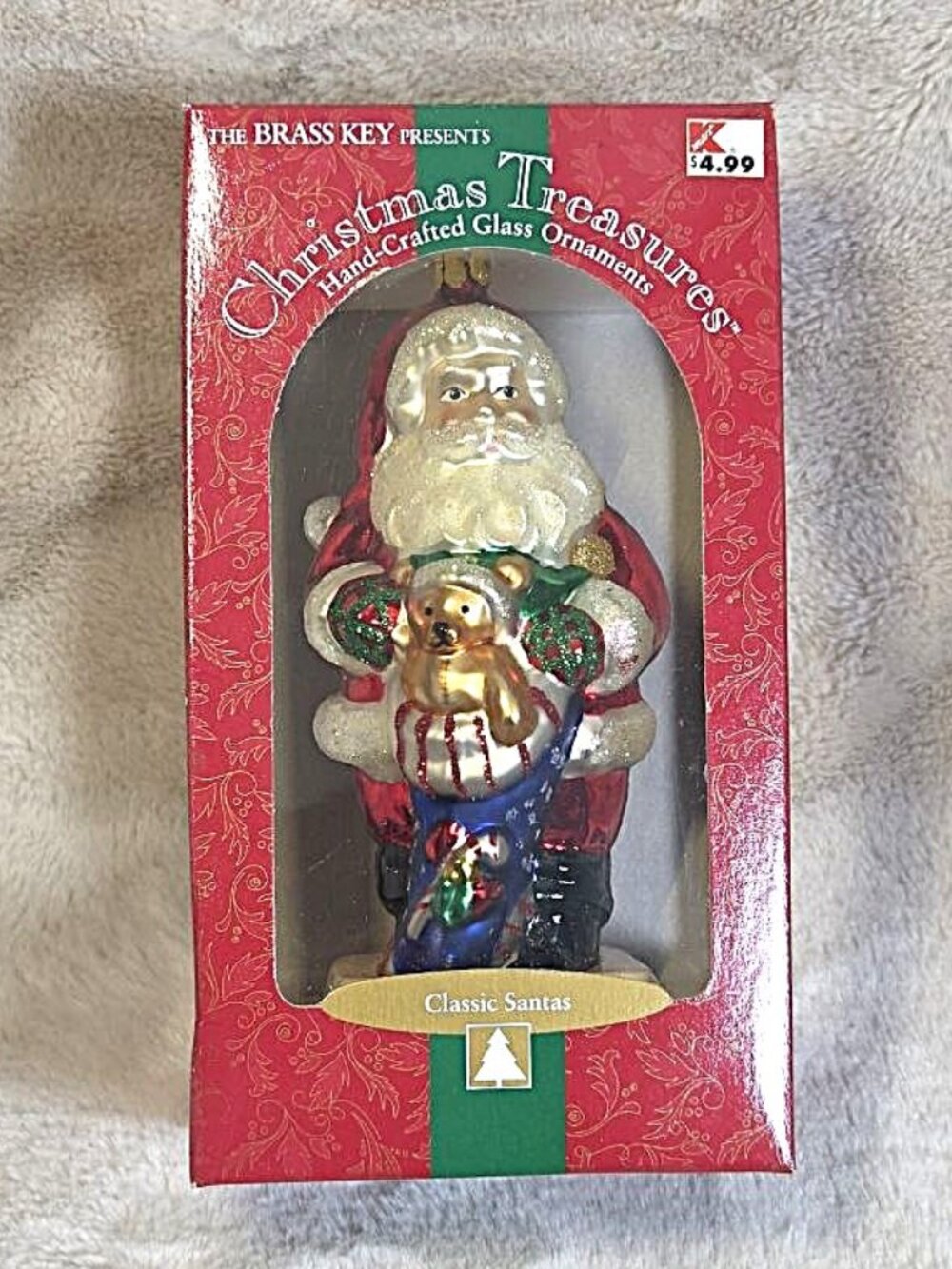 VTG Brass Key Christmas Treasures "Stocking Stuffer" Santa Ornament MIB